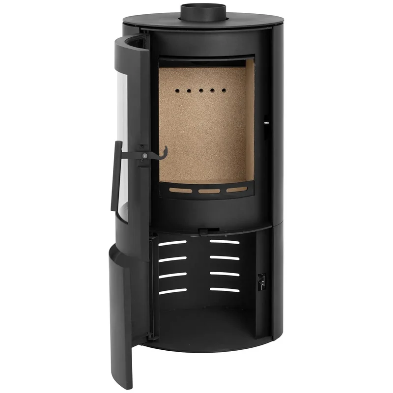 Poêle à bois puissance maximale 7,2 kw haute efficacité ventilation réglable pour 48 115 m² norme bimschv-stufe 2 verre fonte de fer acier vermiculite noir 14_0009761