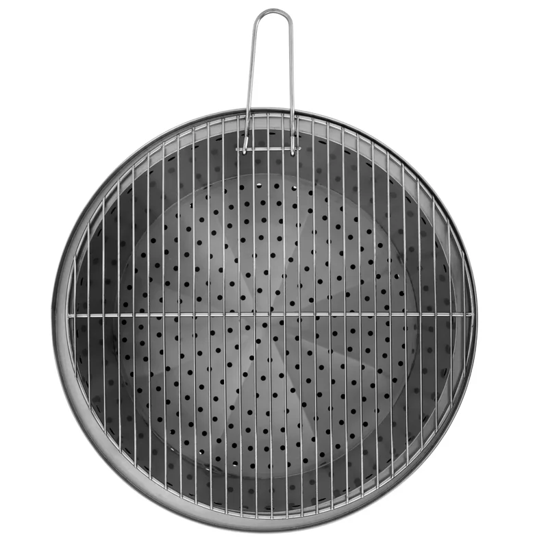 Brasero extérieur en acier inoxydable avec grille 55 x 55 x 48 cm acier inoxydable PVC PU noir argenté 14_0008436