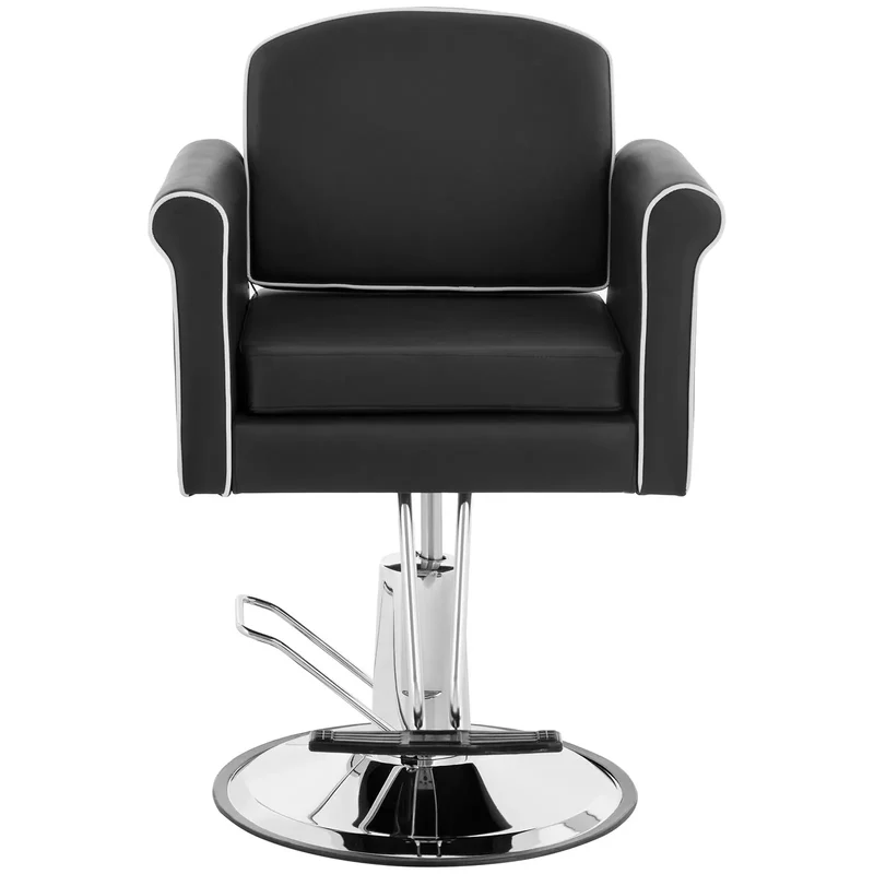 Fauteuil de coiffeur professionnel avec repose-pieds 150 kg acier PU noir 14_0008943