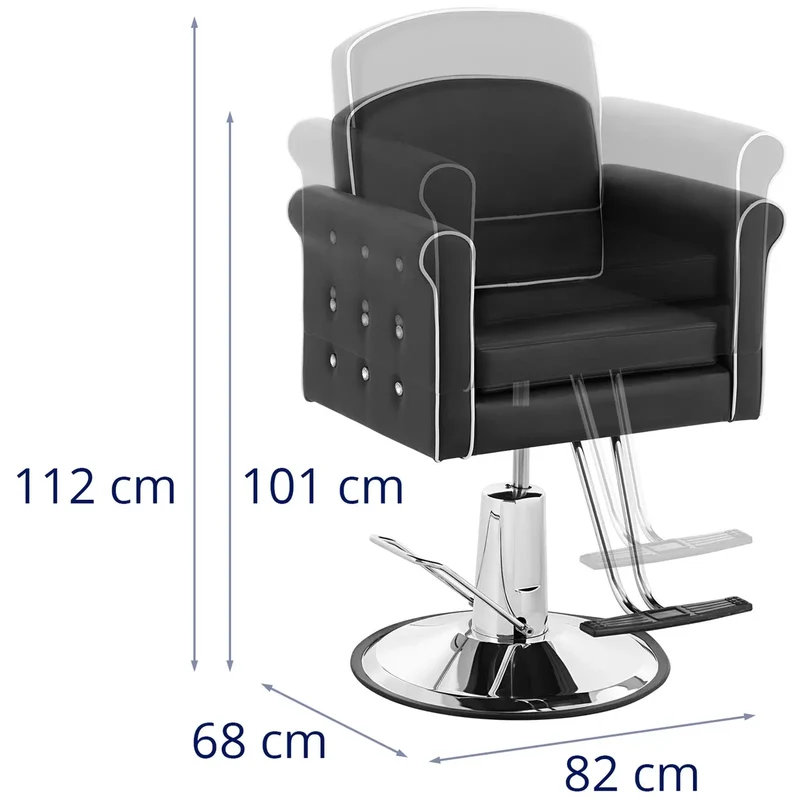 Fauteuil de coiffeur professionnel avec repose-pieds 150 kg acier PU noir 14_0008943