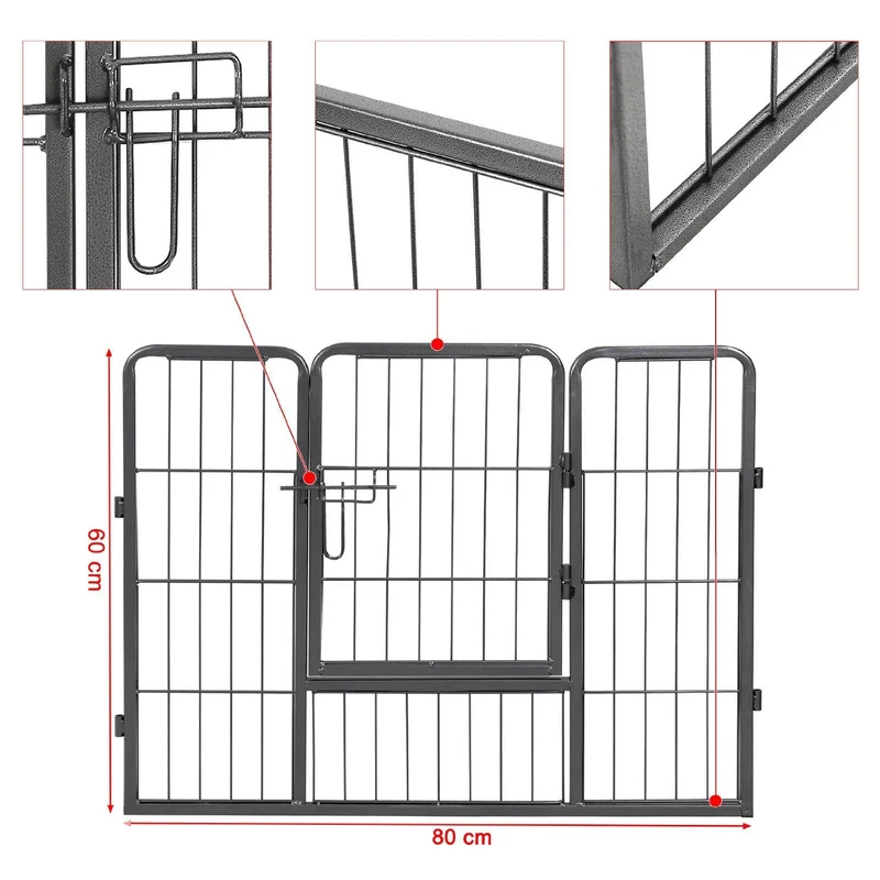 Parc enclos cage pour chiens chiots animaux de compagnie 163 x 163 cm gris 3712018
