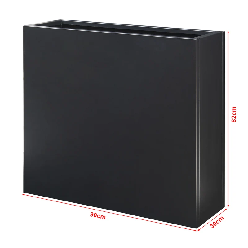 Bac à plantes meuble jardinière 82 x 90 x 30 cm acier galvanisé noir 03_0008958