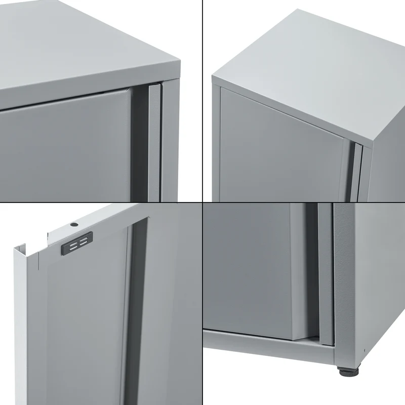 Armoire étagère meuble de rangement 88 x 40 x 35 cm métallique acier gris 03_0008904