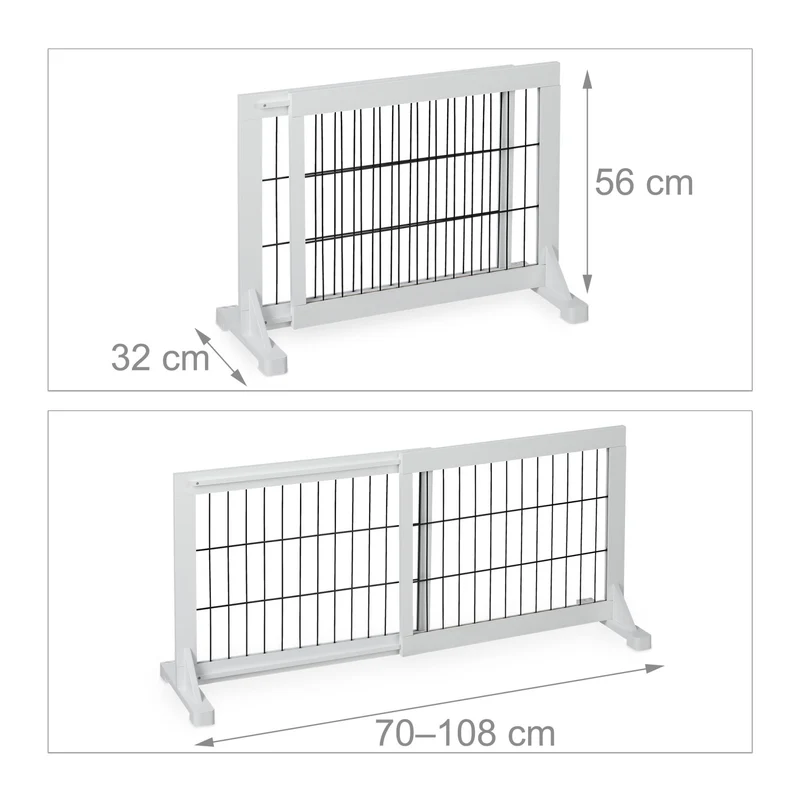Lot de 1 barrière de sécurité extensible réglable pour enfants et chiens 65 x 75 cm finition mate en plastique blanc 13_0011111