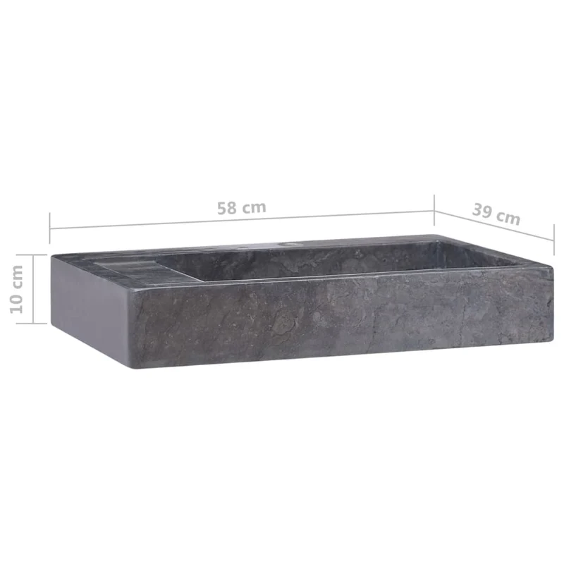 Lavabo de salle d'eau vasque à poser de toilette lave-mains de salle de bain lavabo de salle d'eau maison intérieur 58 x 39 marbre noir 02_0002804