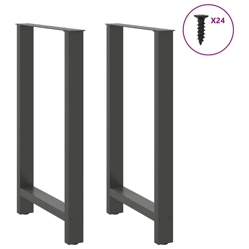 Lot de 2 pieds de table de bar modernes 60 x 100 cm avec niveleurs réglables en acier anthracite 02_0057586