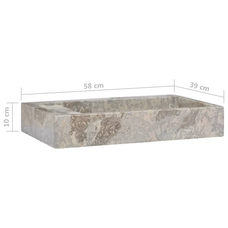 Lavabo de salle d'eau vasque à poser de toilette lave-mains de salle de bain lavabo de salle d'eau maison intérieur 58 cm marbre gris 02_0002805