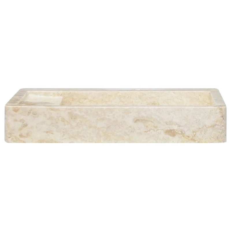 Lavabo de salle d'eau vasque à poser de toilette lave-mains de salle de bain lavabo de salle d'eau maison intérieur 58 x 39 cm marbre crème 02_0002803