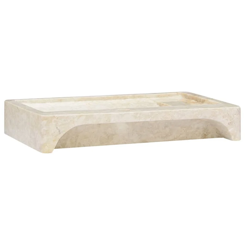Lavabo de salle d'eau vasque à poser de toilette lave-mains de salle de bain lavabo de salle d'eau maison intérieur 58 x 39 cm marbre crème 02_0002803
