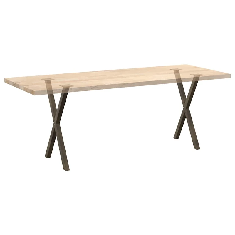 Lot de 2 pieds de table à manger en forme de X 50 x 73 cm avec niveleurs réglables design moderne en acier naturel 02_0057184