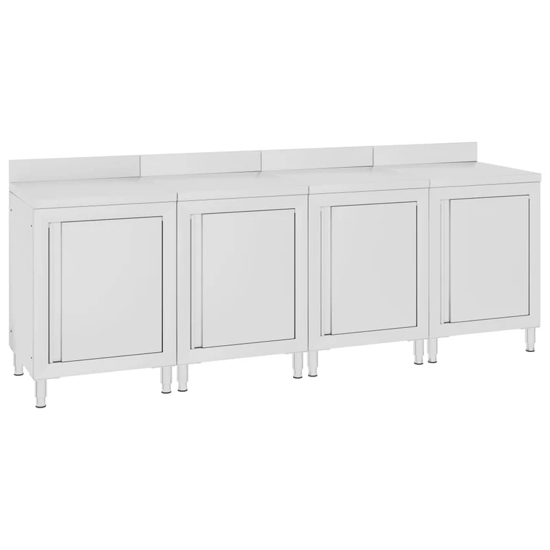 Table de travail commerciale avec armoire 240 x 60 x 96 cm acier inoxydable 02_0001902