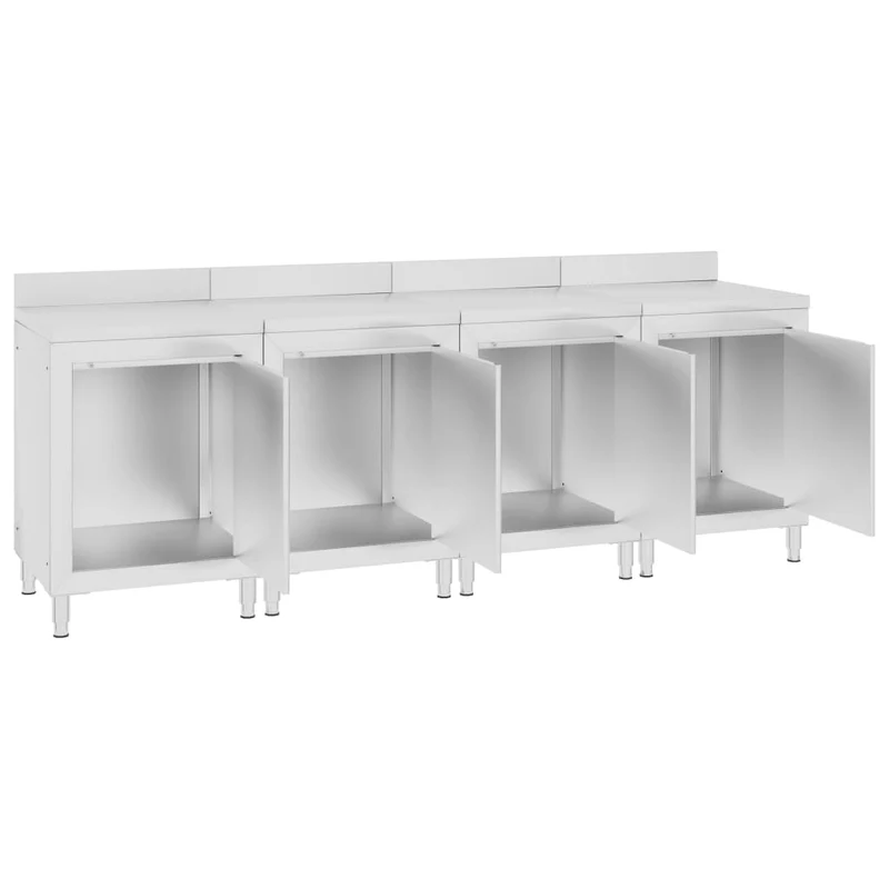 Table de travail commerciale avec armoire 240 x 60 x 96 cm acier inoxydable 02_0001902
