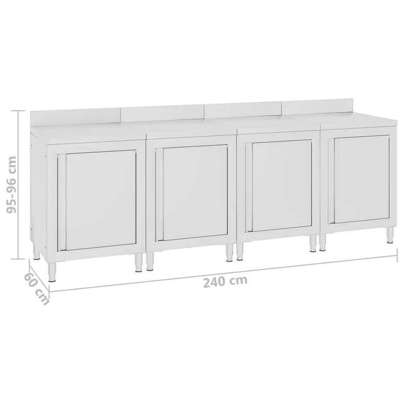 Table de travail commerciale avec armoire 240 x 60 x 96 cm acier inoxydable 02_0001902