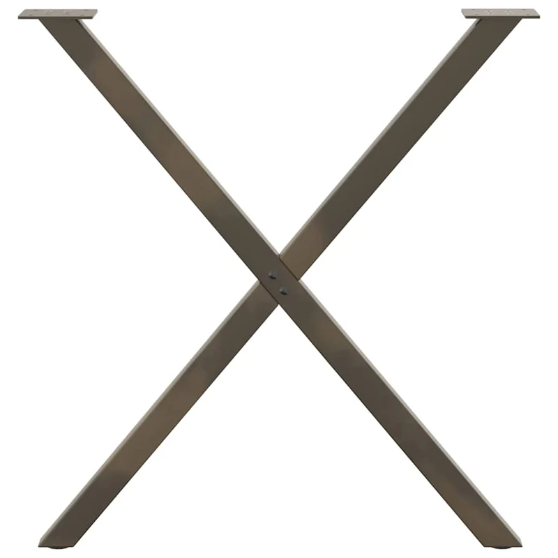 Lot de 2 pieds de table à manger en X pour bureau et salon 70 x 73 cm structure robuste finition mate en acier naturel 02_0057192