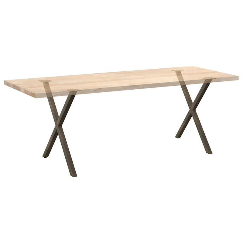 Lot de 2 pieds de table à manger en X pour bureau et salon 70 x 73 cm structure robuste finition mate en acier naturel 02_0057192