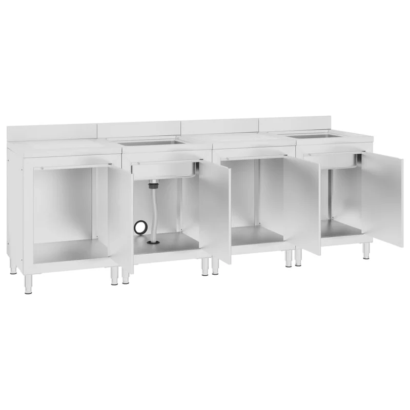 Évier de cuisine commercial 240 x 60 x 96 cm acier inoxydable 02_0000722