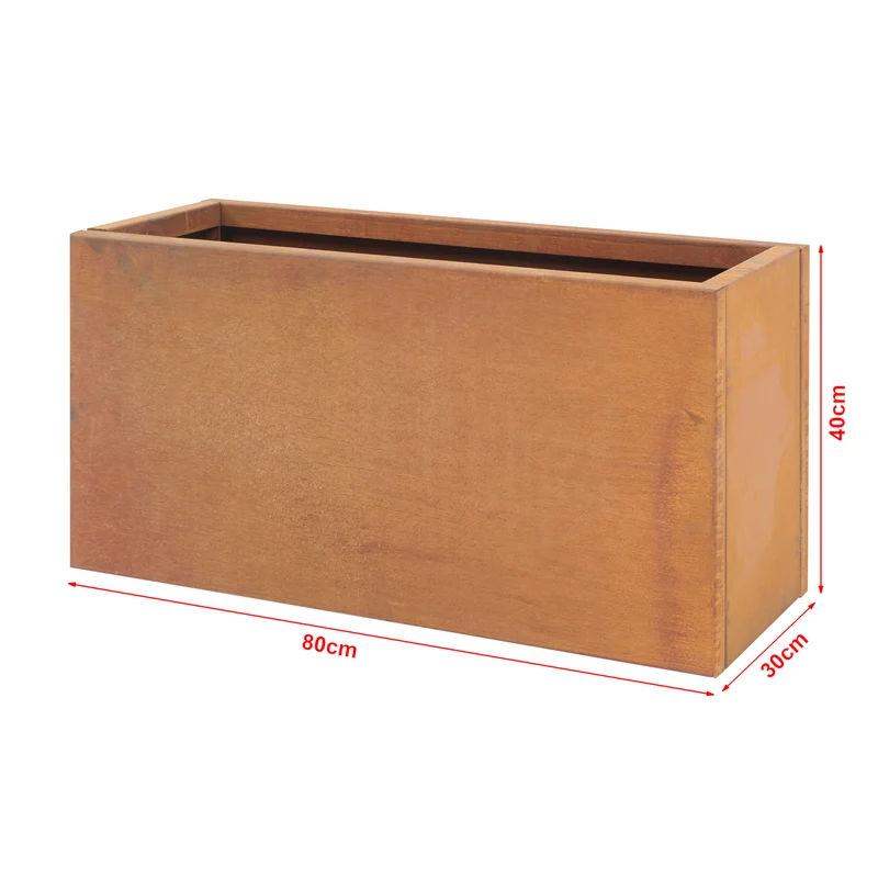 Bac à plantes jardinière acier corten 40 x 80 x 30 cm rouille 03_0008954
