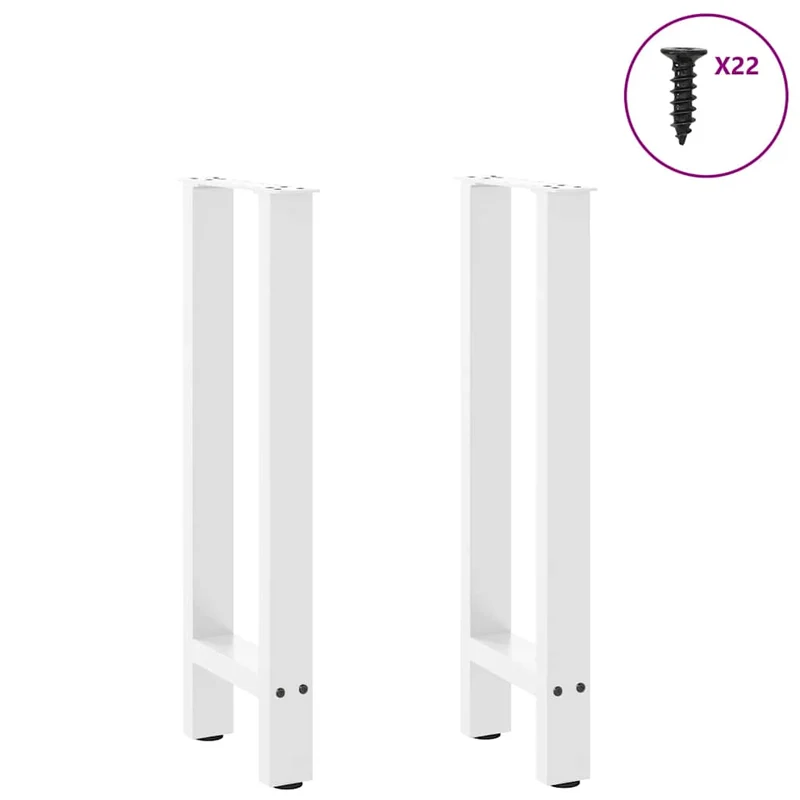 Lot de 2 pieds de table console robustes avec nivelleurs 38 x 72 cm en acier blanc 02_0057537