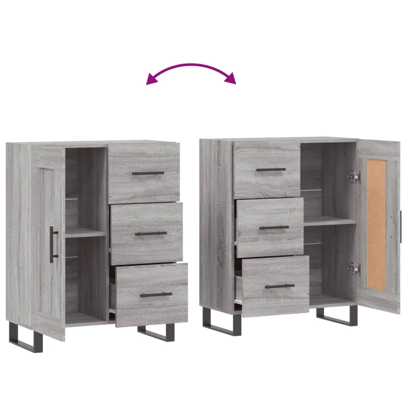 Buffet bahut commode armoire meuble de rangement organisateur cuisine salle de séjour salon sonoma 69,5 x 34 x 90 cm bois d'ingénierie gris 02_0036470