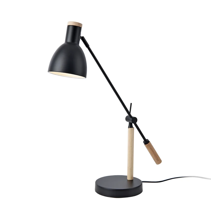 Lampe de table wattsatford E27 métal bois 67 x 38 x 18 cm noir naturel 03_0009550