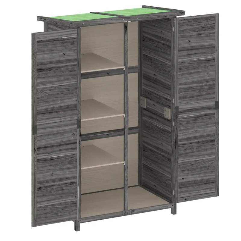 Abri de jardin cabane cabanon maison de stockage remise extérieur hangar outils robuste 83 x 57 x 140 cm bois massif pin gris 02_0022417