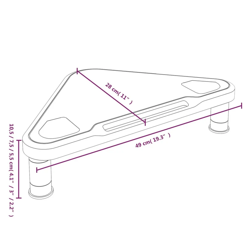 Support de moniteur d'angle 49 x 28 x 10,5 cm noir 02_0029220