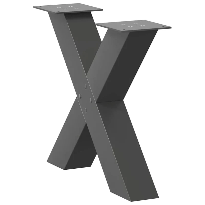 Lot de 2 pieds de table basse en forme de X 50 x 42 cm robustes et modernes en acier anthracite 02_0057230