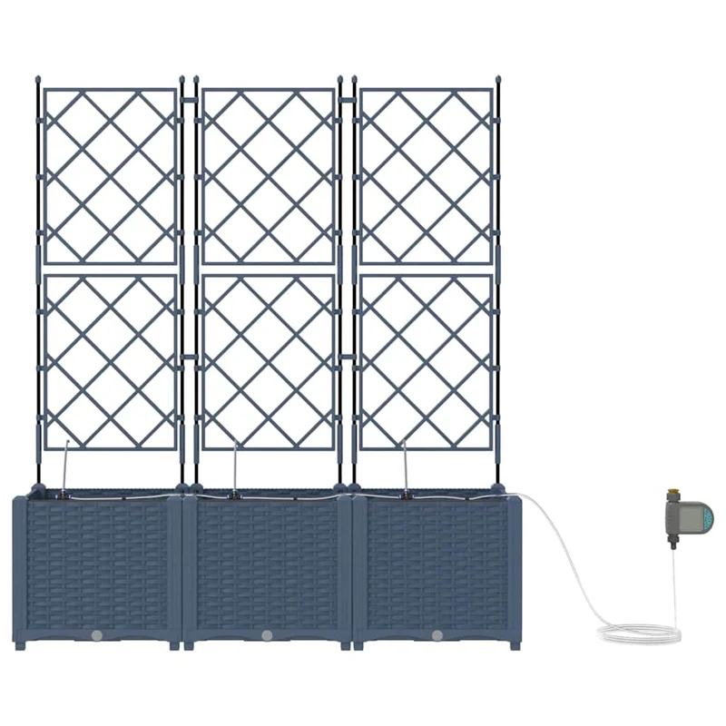 Lot de 3 cache-pots de jardin extérieur 80 x 80 x 143 cm résistant moderne en acier gris 02_0058562