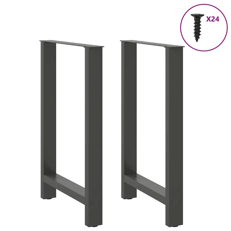 Lot de 2 pieds de table de bar carrés 60 x 90 cm stabilité réglable style moderne en acier anthracite 02_0057574