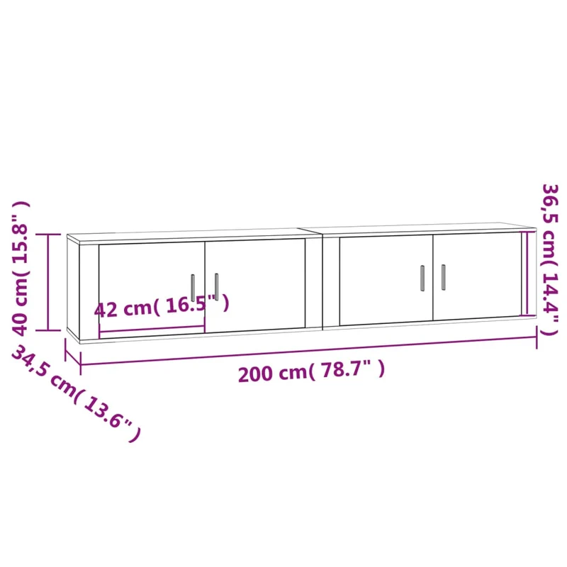 Meubles TV muraux multimédia étagère télévision buffet téléviseur salle à manger salon chambre 2 pièces 100 x 34,5 x 40 cm gris 02_0028901