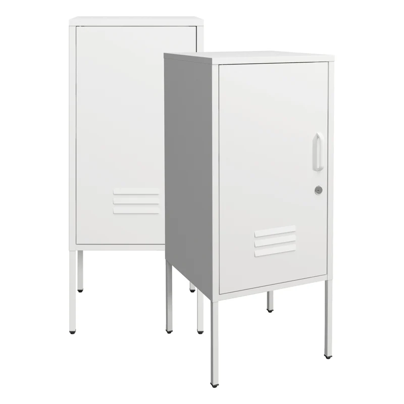 Lot de 2 Table de chevet acier 82 x 35 x 35 cm blanc 03_0008691