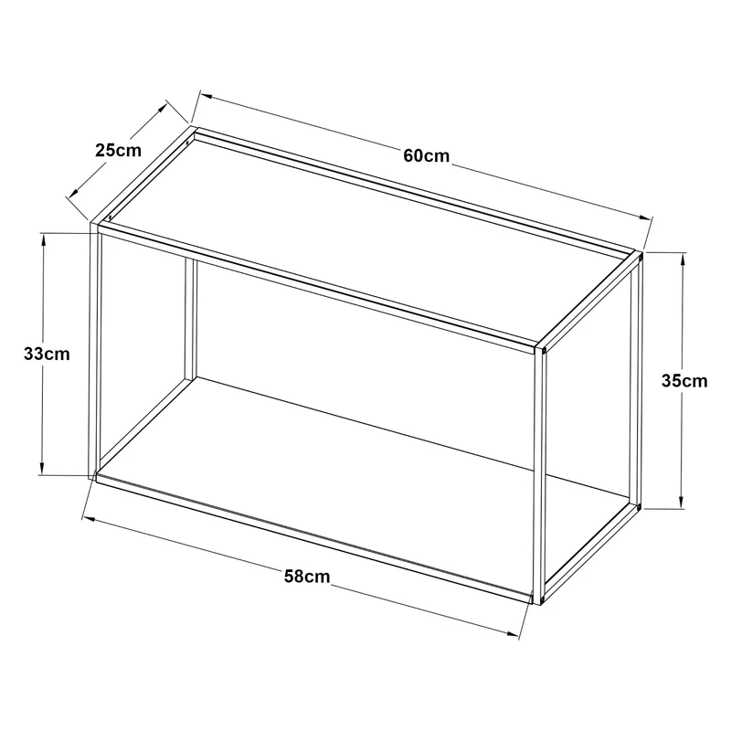 Étagère design intemporel salon chambre meuble de rangement murale 60 x 25 x 35 cm acier noir 03_0011263