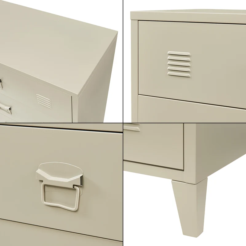 Commode meuble de rangement pratique entrée salon chambre métallique avec 4 tiroirs acier 92 x 80 x 40 cm camel 03_0009306