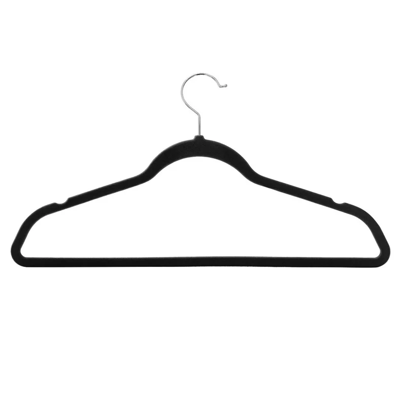 Lot de 30 cintres en velours longueur 42 cm fins et résistants grande capacité de charge avec crochets pivotants à 360° pour manteaux chemises noir 12_0003399