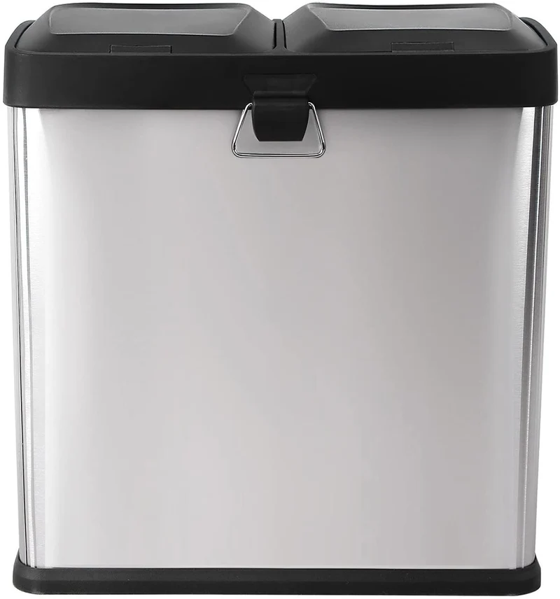 Poubelle de cuisine 30 litres résistante avec pédales et 2 compartiments tri sélectif de recyclage en inox 12_0000925