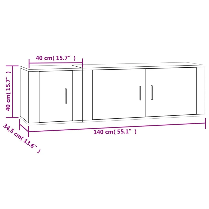 Ensemble de meubles armoire buffet TV télévision salon chambre séjour 2 pièces bois d'ingénierie blanc 02_0024361