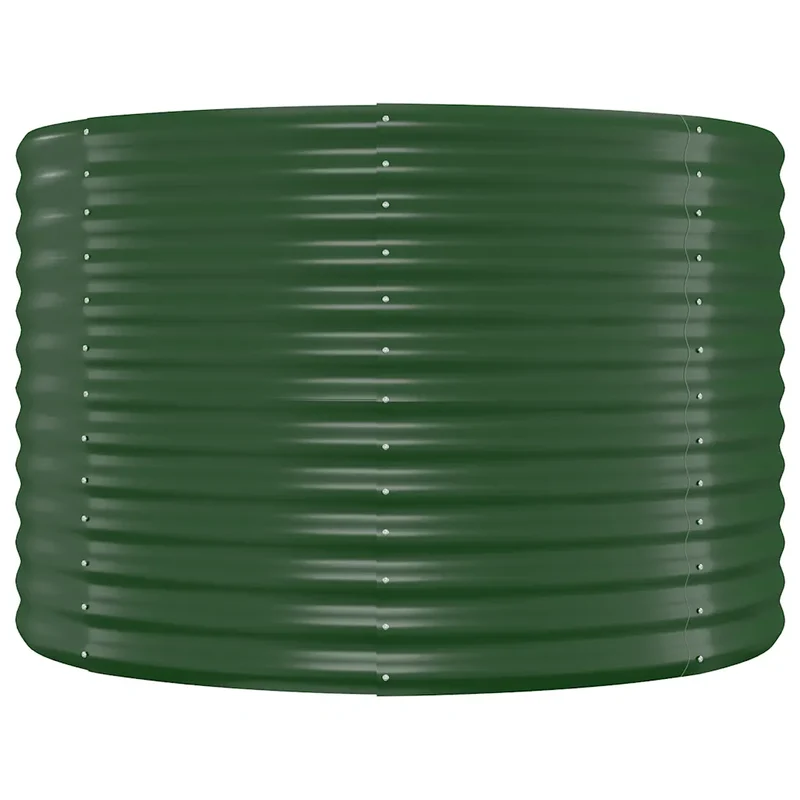 Lit surélevé de jardin rond 100 x 100 x 68 cm pour plantes légumes extérieur en acier galvanisé vert 02_0046586