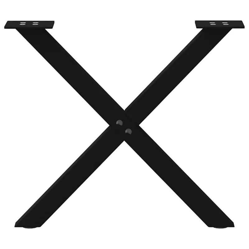 Lot de 2 pieds de table basse en forme de X 60 x 43 cm robustes avec niveaux réglables style moderne en acier noir 02_0057173