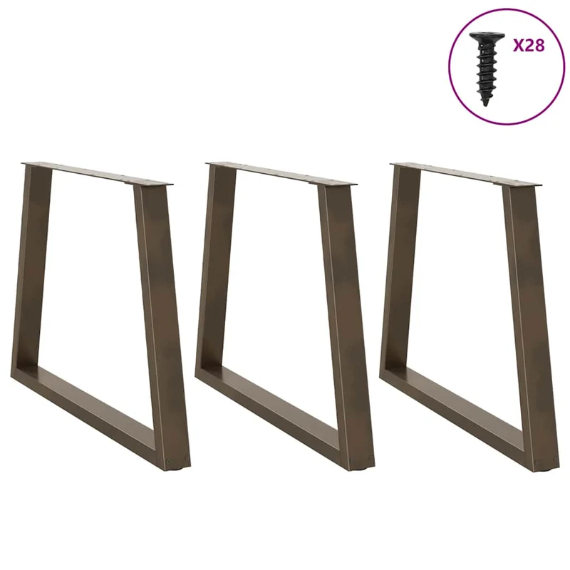 Lot de 3 pieds de table à manger en forme de V 100 x 73 cm robustes et stables style moderne en acier naturel 02_0056887