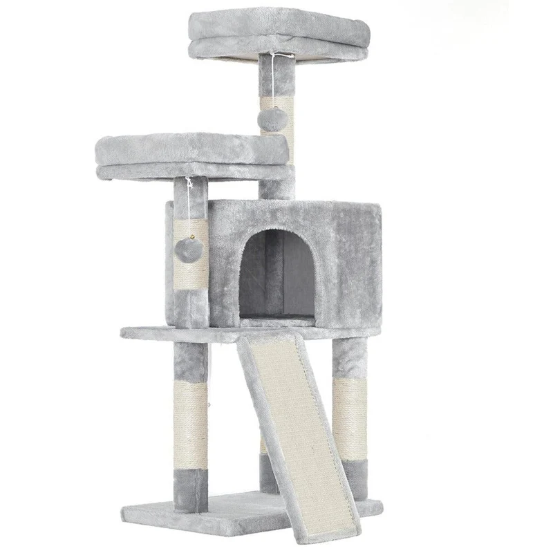 Arbre à chat tour poteaux à gratter 115 cm gris clair 12_0001145