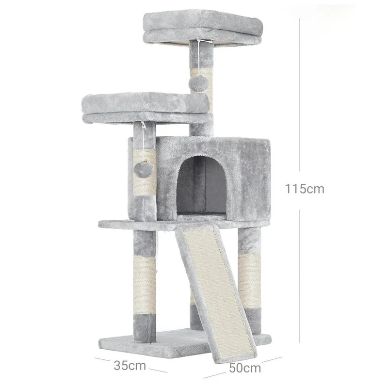 Arbre à chat tour poteaux à gratter 115 cm gris clair 12_0001145