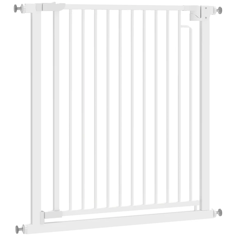 Barrière de sécurité pour portes et couloirs 76 à 80 x 76 cm double verrouillage sans perçage moderne en acier blanc 21_0007495