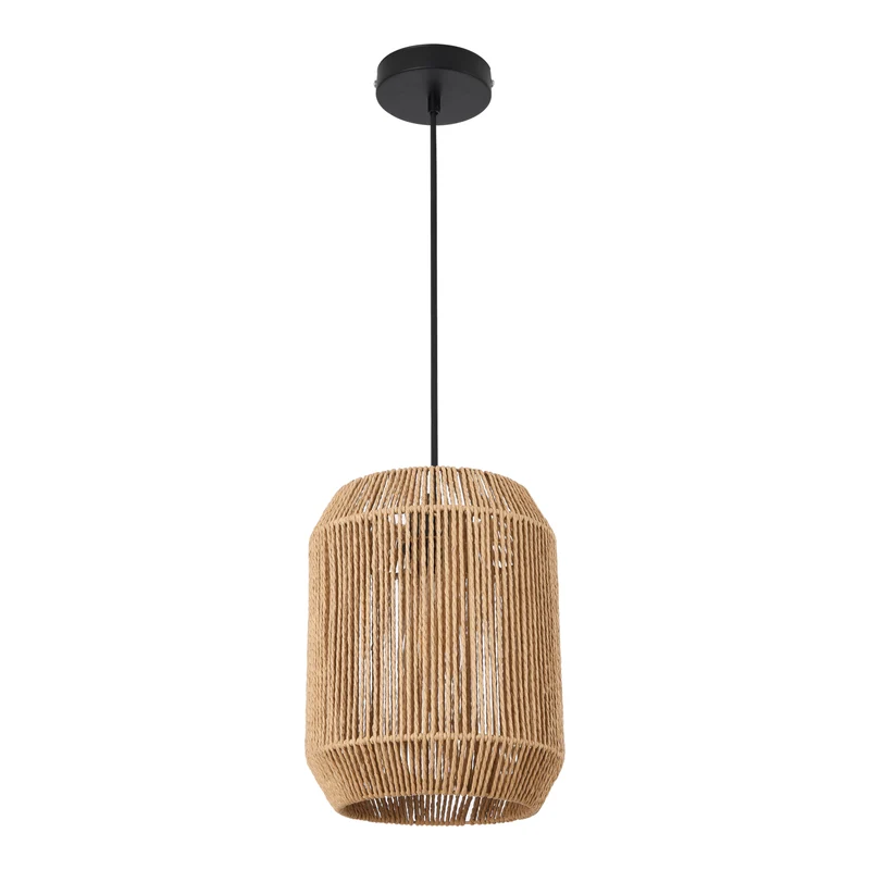 Lustre lampe lumière suspendu suspension tissée 160 x 28 cm noir beige 03_0007598