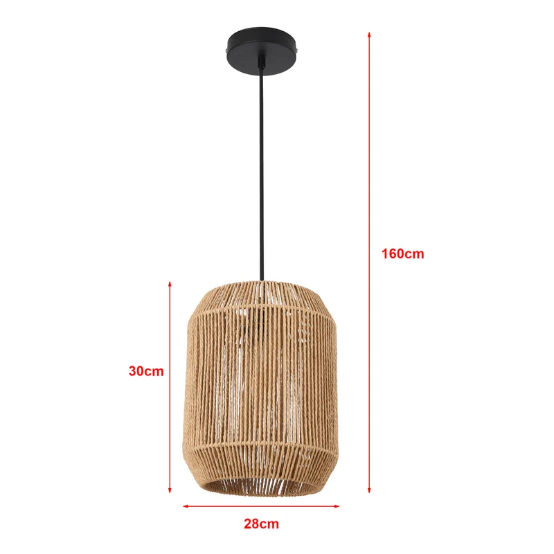 Lustre lampe lumière suspendu suspension tissée 160 x 28 cm noir beige 03_0007598