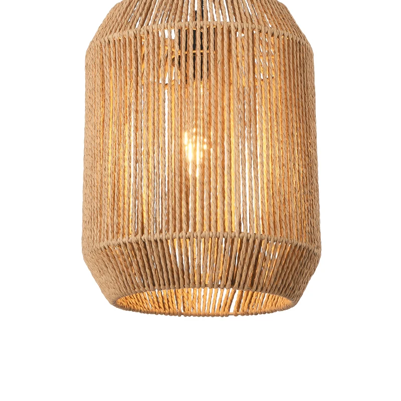 Lustre lampe lumière suspendu suspension tissée 160 x 28 cm noir beige 03_0007598