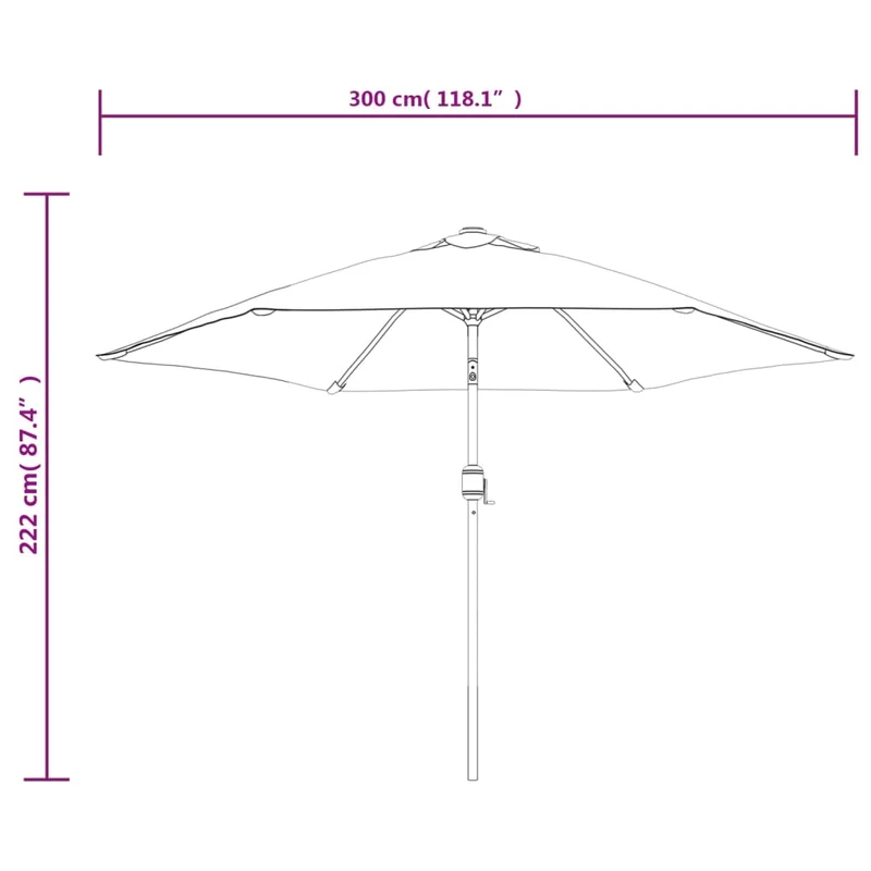 Parasol avec poteau en acier 3 m sable blanc 02_0008703