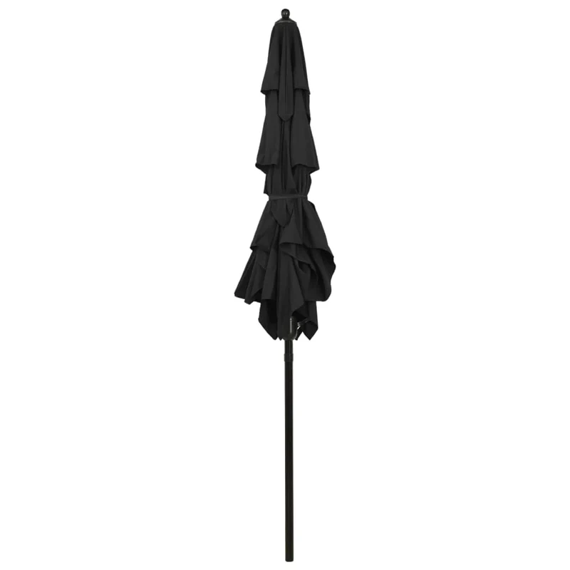 Parasol à 3 niveaux avec mât en aluminium 2 x 2 m noir 02_0008758