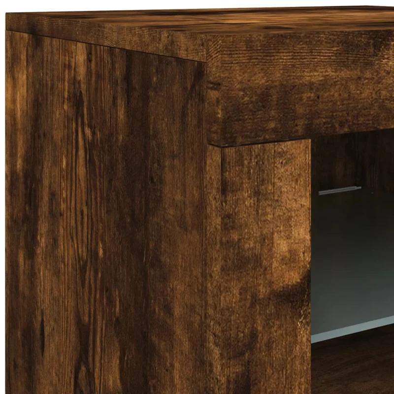 Buffet bahut commode armoire meuble de rangement organisateur cuisine salle de séjour salon avec lumières LED 181,5 x 37 x 67 cm marron 02_0029876