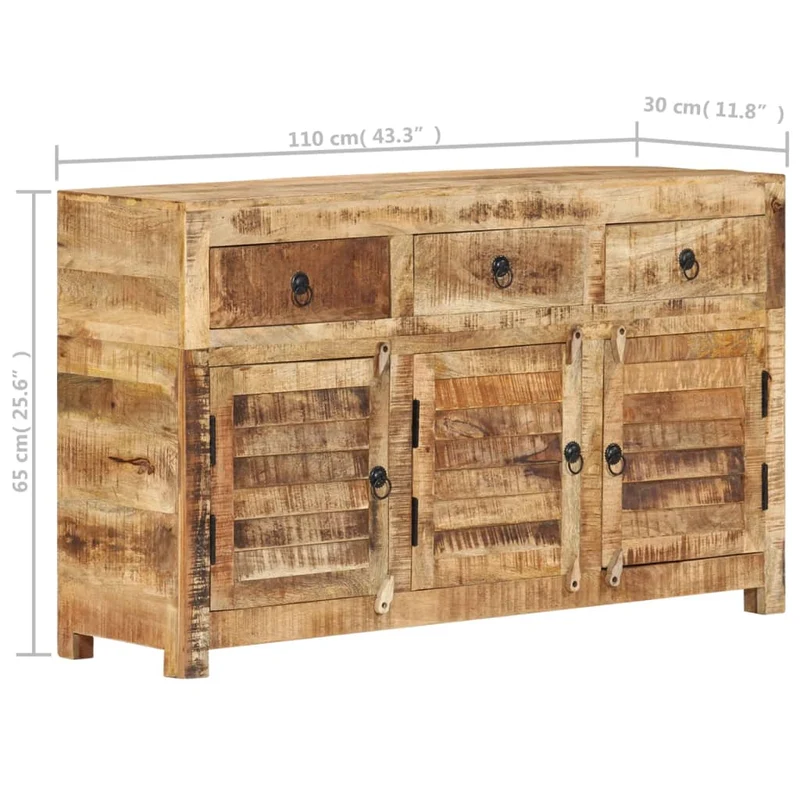 Buffet bahut commode armoire meuble de rangement organisateur cuisine salle de séjour salon 110 x 30 x 65 cm bois massif de manguier marron 02_0029510