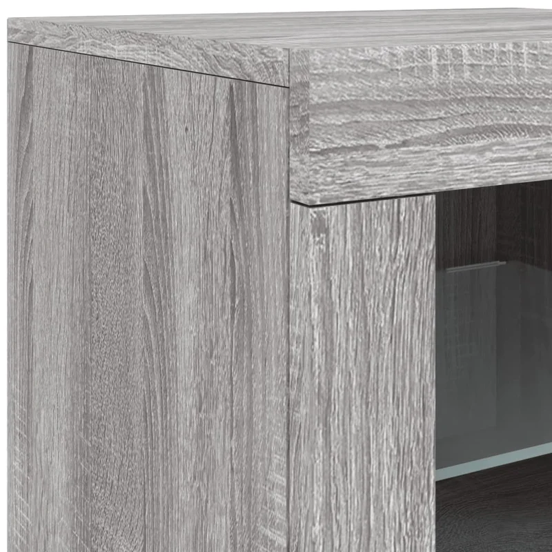 Buffet bahut commode armoire meuble de rangement organisateur cuisine salle de séjour salon avec lumières LED sonoma 181,5 x 37 x 67 cm gris 02_0030064
